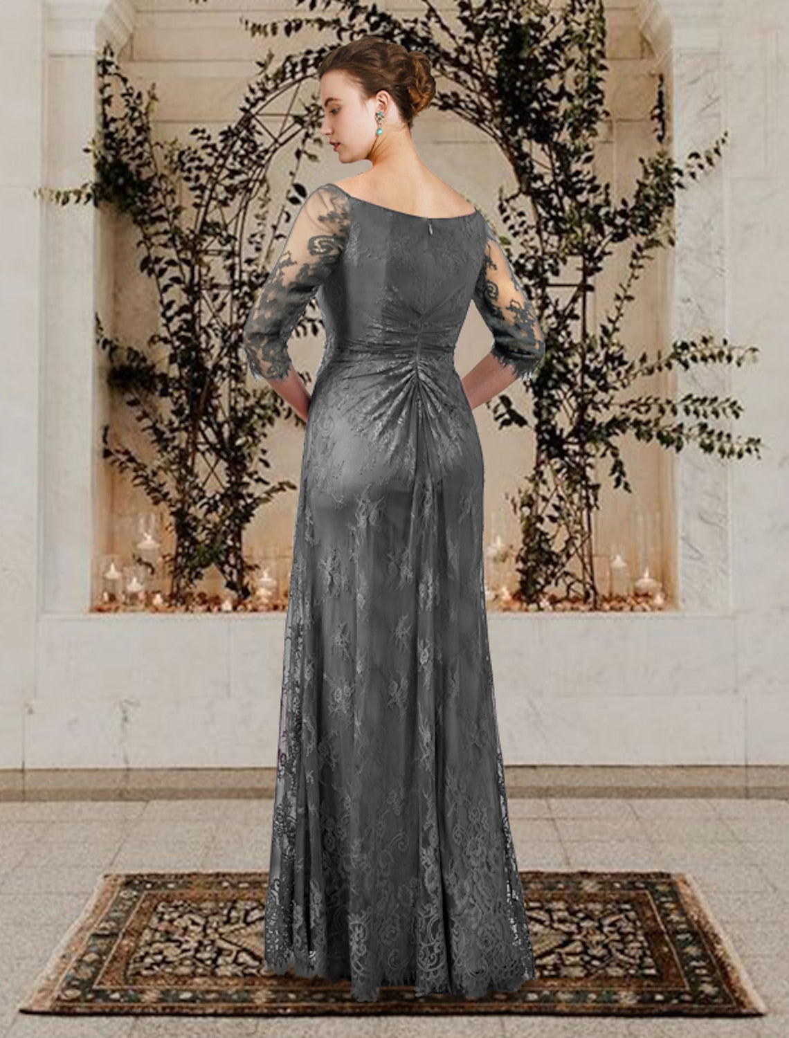 Floor-Length A-Line Princess Gown with Jewel Neckline for the Mother of the Bride