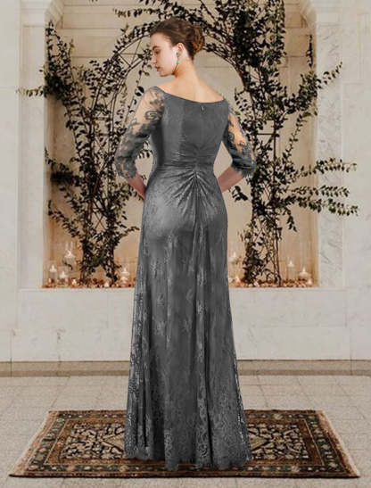 Floor-Length A-Line Princess Gown with Jewel Neckline for the Mother of the Bride