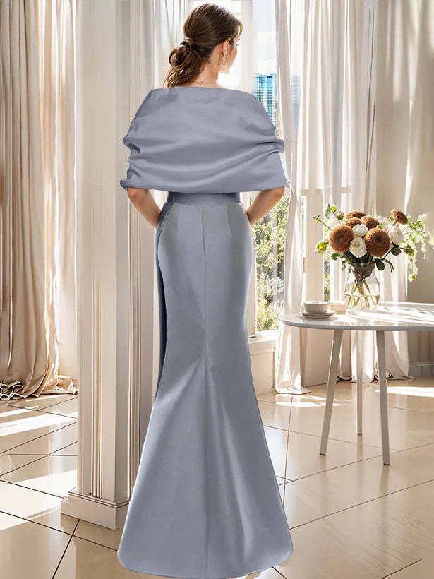 2-Piece Floor-Length Trumpet Dresses for Mother of the Bride & Groom with Wrap