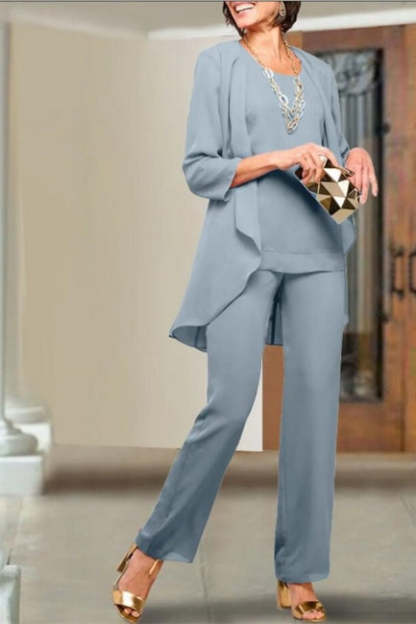 Simple Chiffon Mother Of The Bride Dresses Royal Blue Bridesmaid Jumpsuit-misshow.com