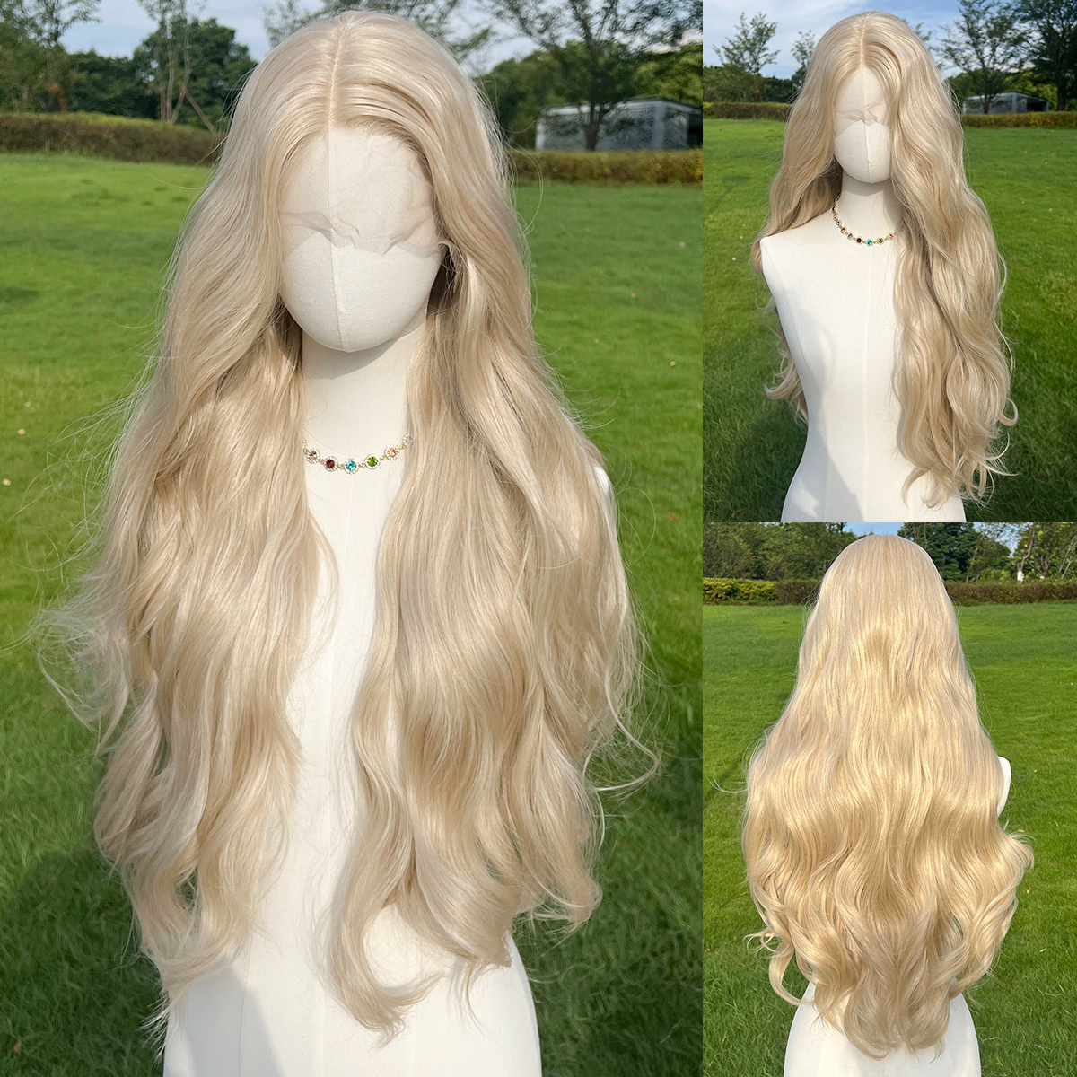 SMILCO/32Inch Blonde  Long Curly Synthetic Wig/SM9216/SM9216B