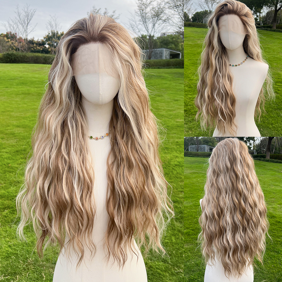 SMILCO/26Inch 13×4 Lace Front Highlight Brown&Blonde/Synthetic Hair/SM9208