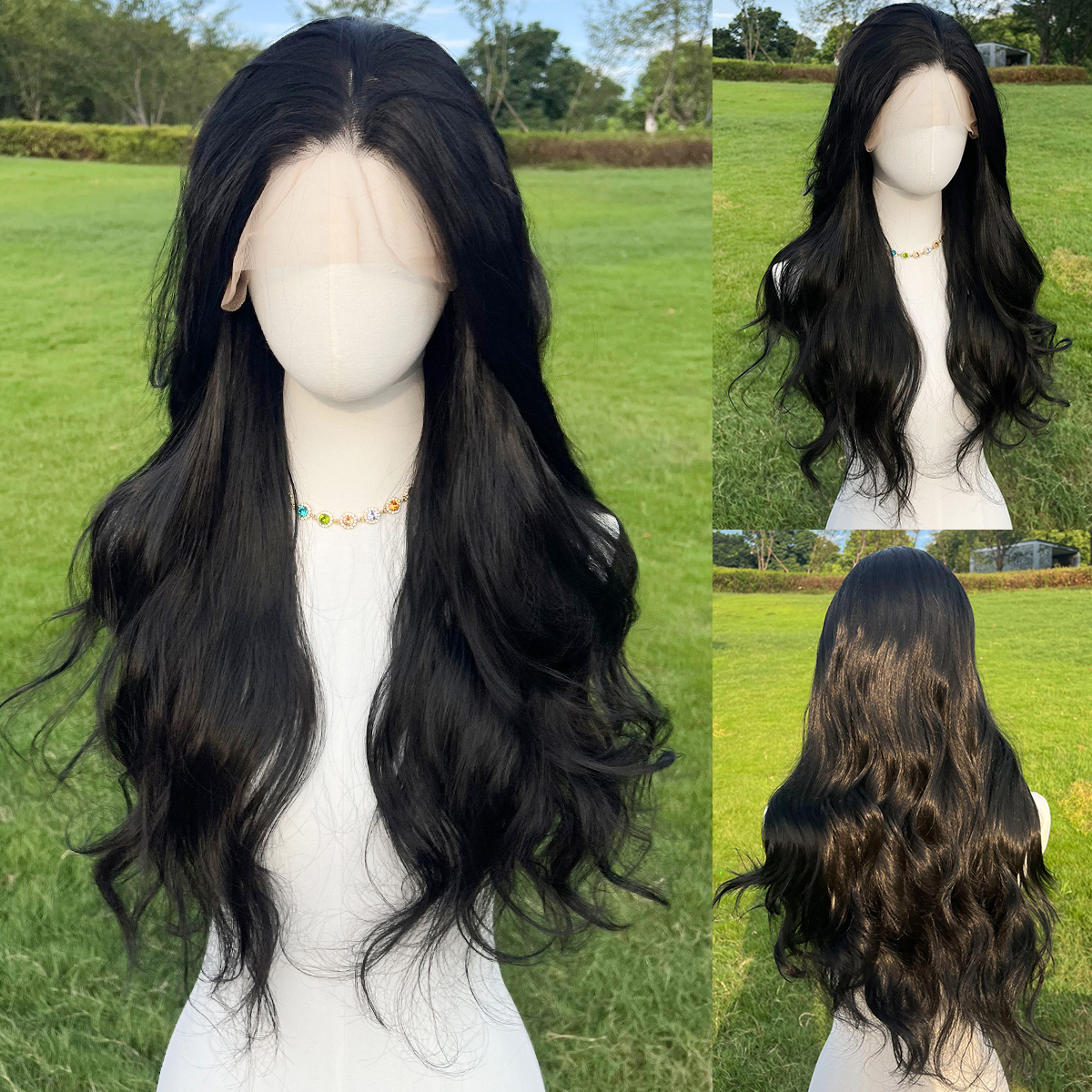 SMILCO/26Inch Black 13*4 Lace Front Long Synthetic Wig/SM9602/SM9603