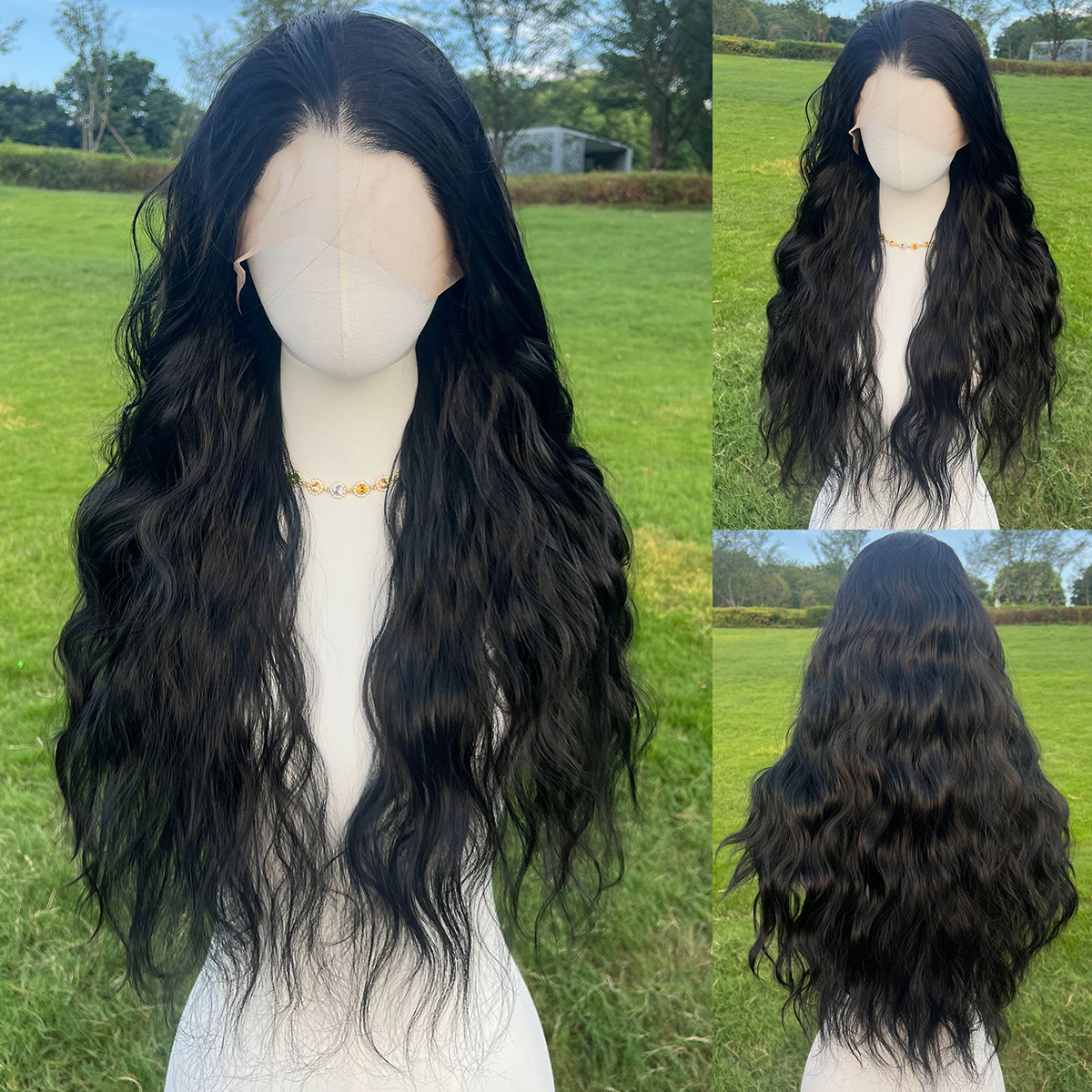 SMILCO/26Inch Black 13*4 Lace Front Long Synthetic Wig/SM9602/SM9603