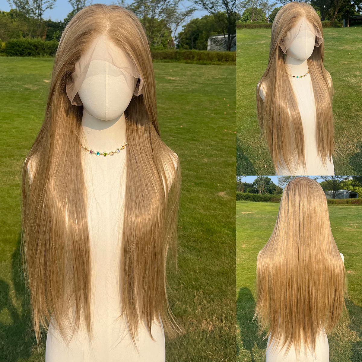 SMILCO/32Inch Blonde Full Lace Long Straight Synthetic Wig/SM9831