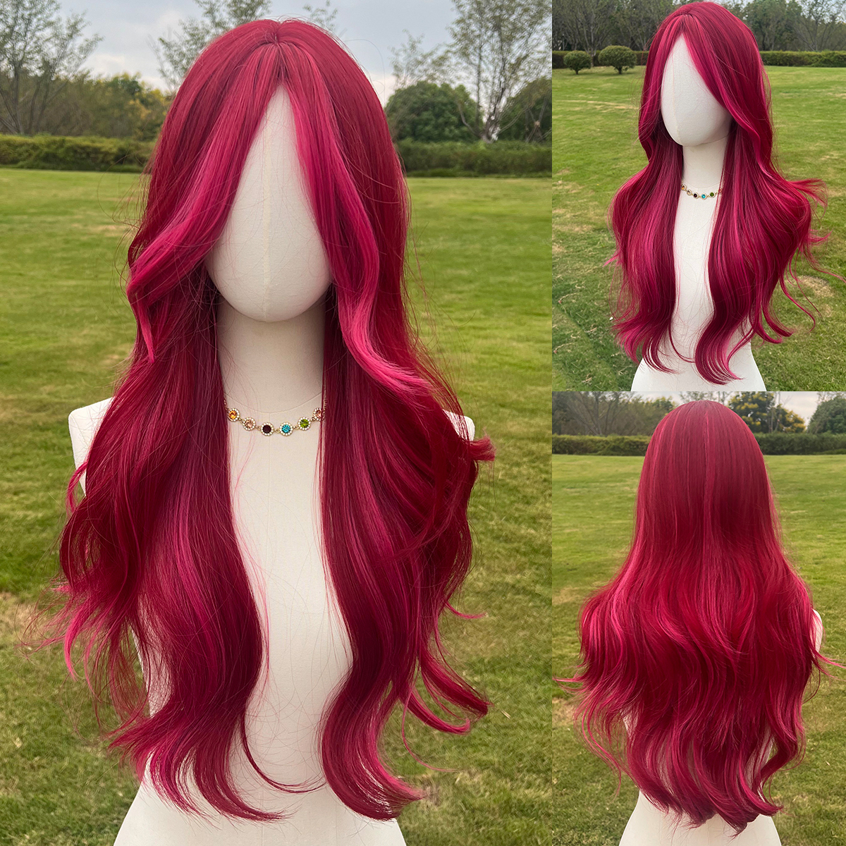 SMILCO/26Inch Highlight With Bangs Long Curly Synthetic Wig/SM5029/SM3
