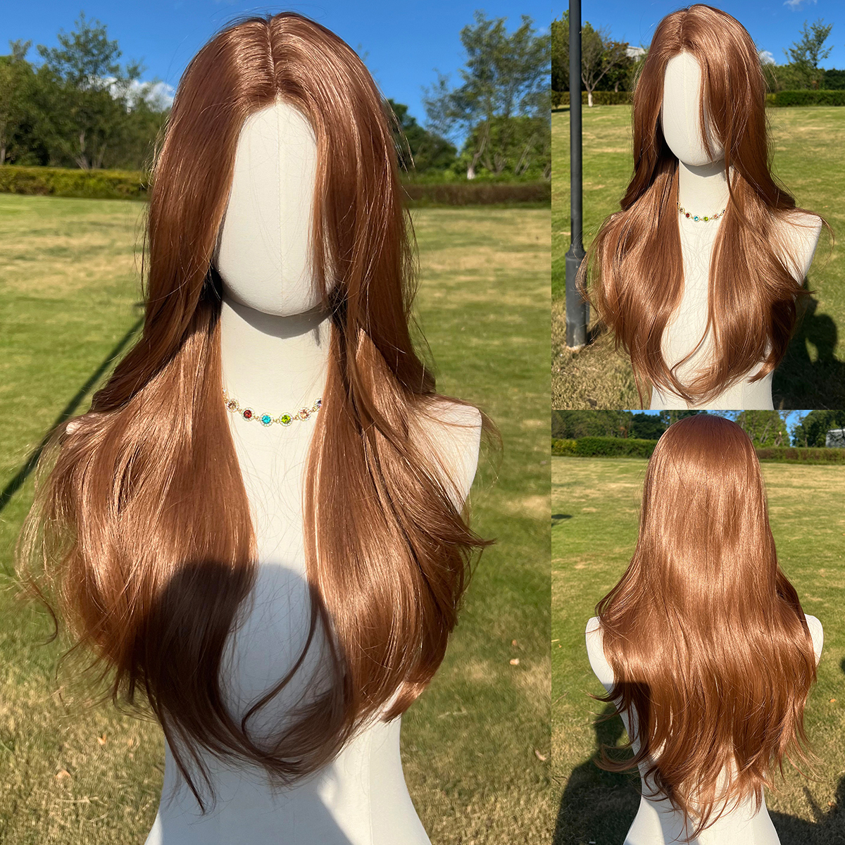 SMILCO/26Inch Copper Hybird Lace Front 1.5*6 Long Wave Synthetic Wig/SM009