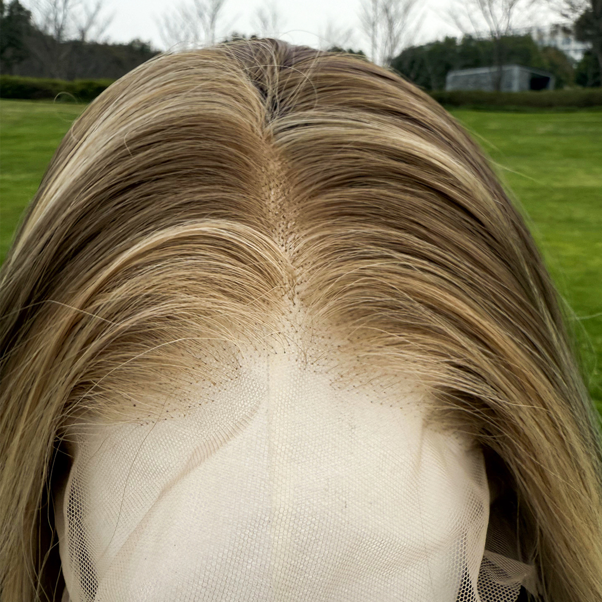 SMILCO/28Inch Highlight Brown With Platinum 13*4 Lace Front Long Water Wave Synthetic Wig/SM9861