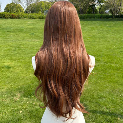SMILCO/30Inch Light Brown Luxe 13*6 Lace Front Pre Cut Low Density Long Curly Synthetic Wig/SM9909