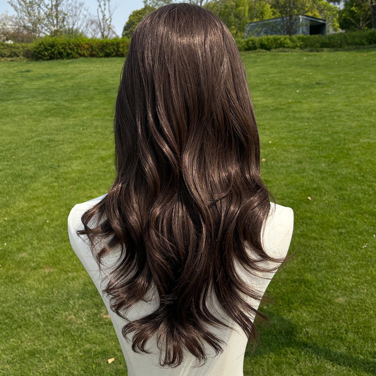 SMILCO/24Inch Deep Brown Luxe 13*6 Lace Front Pre Cut Low Density Long Curly Synthetic Wig/SM9906