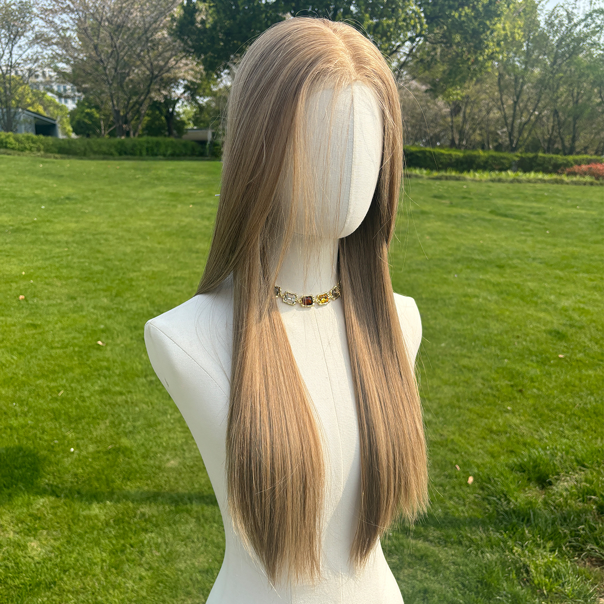 SMILCO/24inch Luxury Blonde Low Density/Pre-Cut/13*6Lace Front Free Part Futura Layer Cutted Long Straight With Bangs/Glueless/Natural Hairline/ Synthetic Lace FrontWig/SM9914