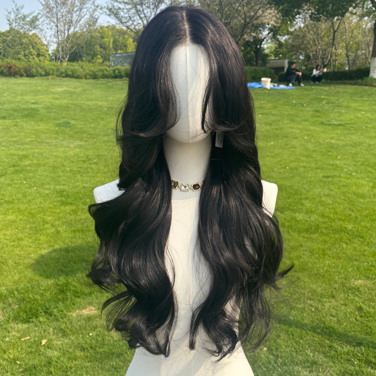 SMILCO/26Inch Black Luxe 13*6 Lace Front Low Density Pre-Cut Long Curly Synthetic Futura Wig/sm9402B