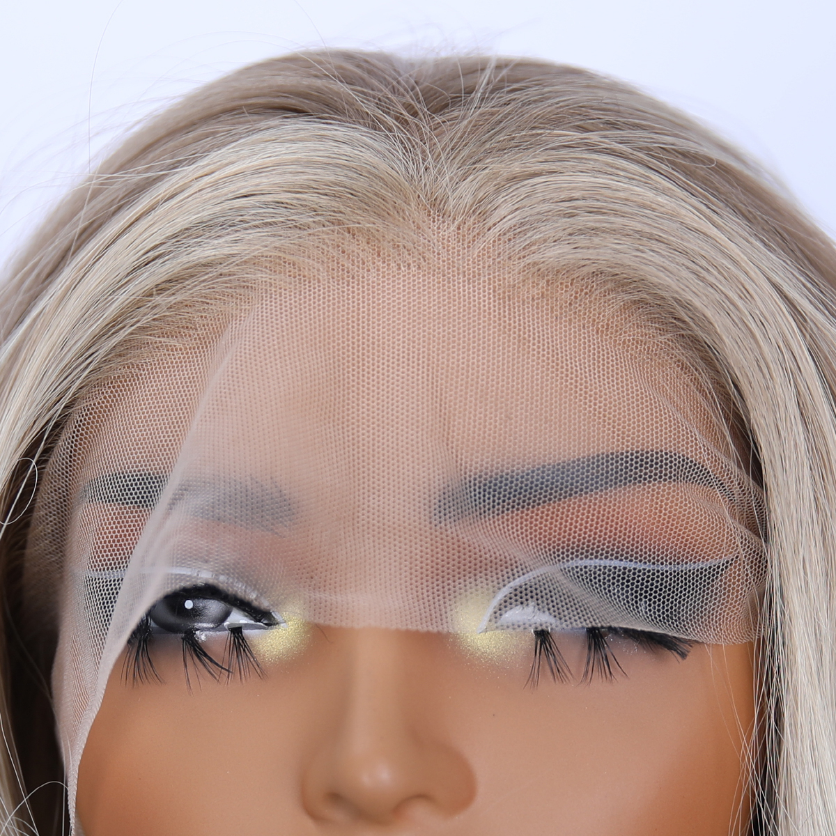 SMILCO/28Inch Highlight Brown With Platinum 13*4 Lace Front Long Water Wave Synthetic Wig/SM9861