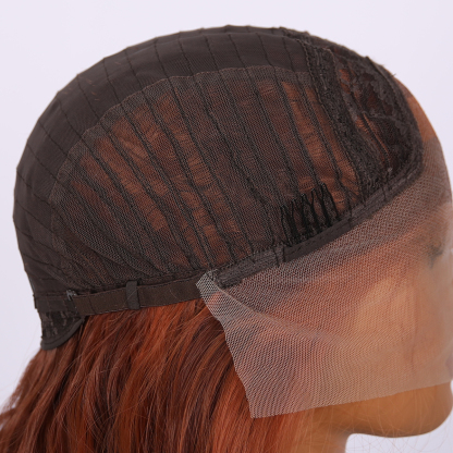 SMILCO/30Inch Highlight Ginger With Orange 13*4 Free Part Lace Front Long Wave Synthetic Wig/SM9030B