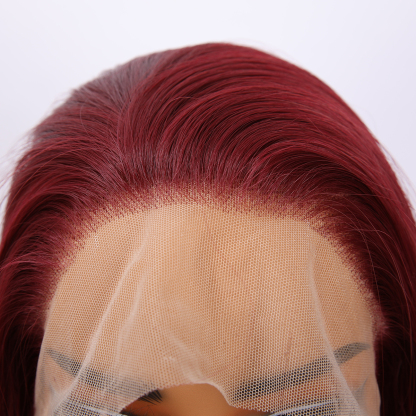 SMILCO/26Inch Red Wine 13*4 Lace Front Long Straight Synthetic Wig/SM9842