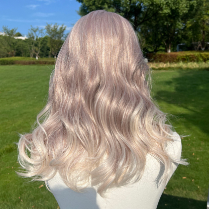 SMILCO/20Inch Light&Platnium Blonde Medium Curly T-Part Lace Front Synthetic Wig/SM9027