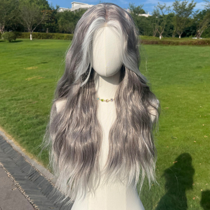 SMILCO/26Inch 1.5*6 Hybird Lace Front Highlight Gray With Platinum Long Wig/SM004/SM004-2