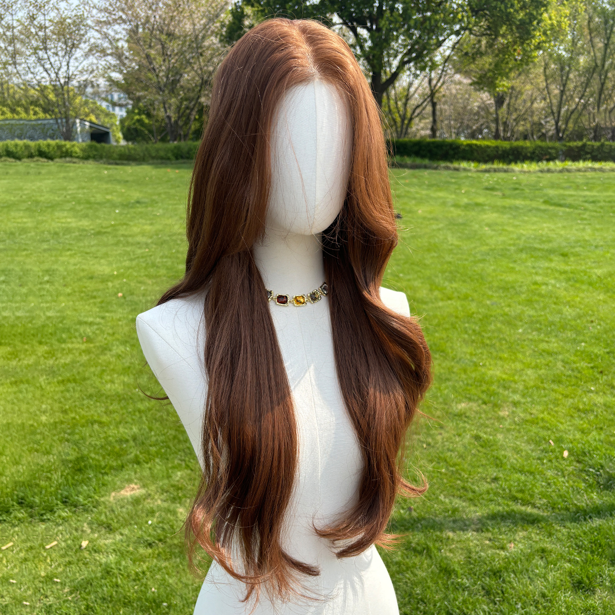 SMILCO/30Inch Light Brown Luxe 13*6 Lace Front Pre Cut Low Density Long Curly Synthetic Wig/SM9909