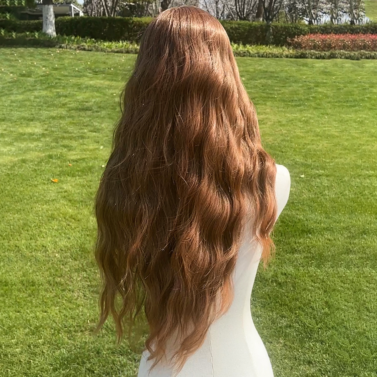 SMILCO/30Inch Hybird Lace Front 1.5*6 Deep Brown Long Water Wave Synthetic Wig/SM007-2