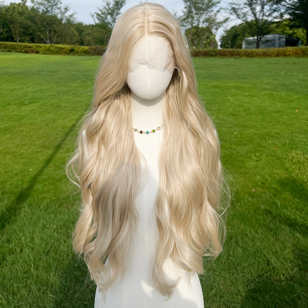 SMILCO/32Inch Blonde  Long Curly Synthetic Wig/SM9216/SM9216B