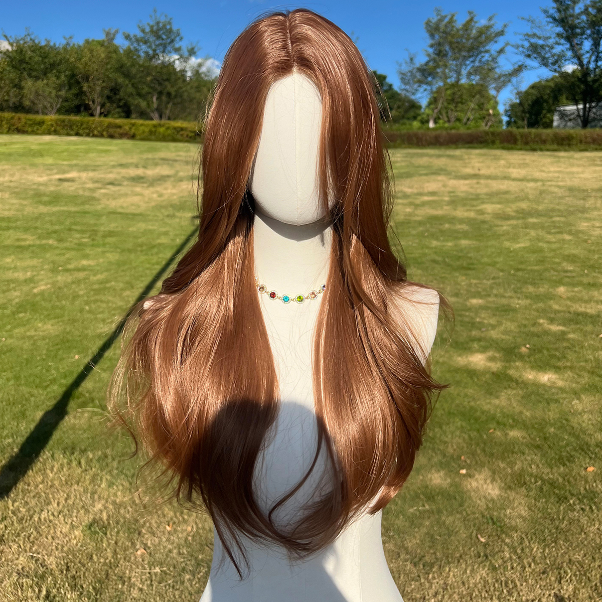 SMILCO/26Inch Copper Hybird Lace Front 1.5*6 Long Wave Synthetic Wig/SM009