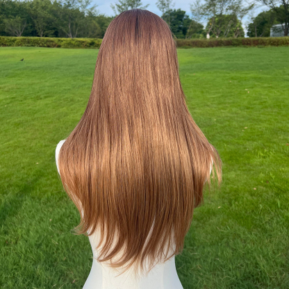 SMILCO/26Inch Ombre Brown Ash Blonde T-Part Lace Front Long Curly Straight Synthetic Wig/SM9218