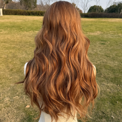 SMILCO/26Inch Highlight Brown With  Blonde Long Curly With Bangs Synthetic Wig/SM412