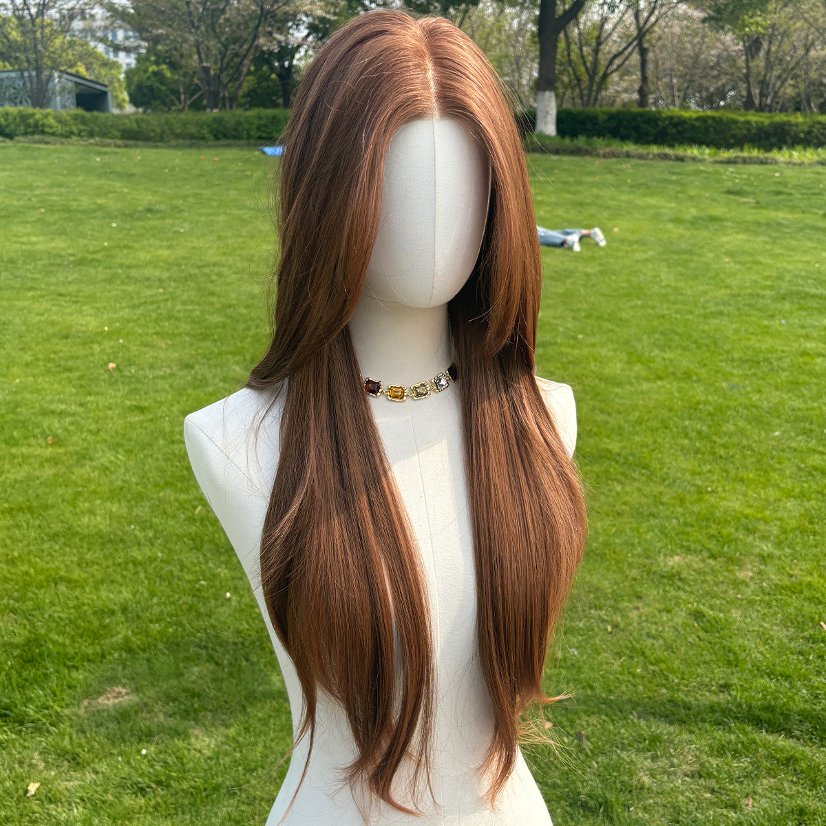 SMILCO/26Inch Light Brown Luxe 13*6 Lace Front Pre-Cut Low Density Long Straight Synthetic Wig/SM9709-2 