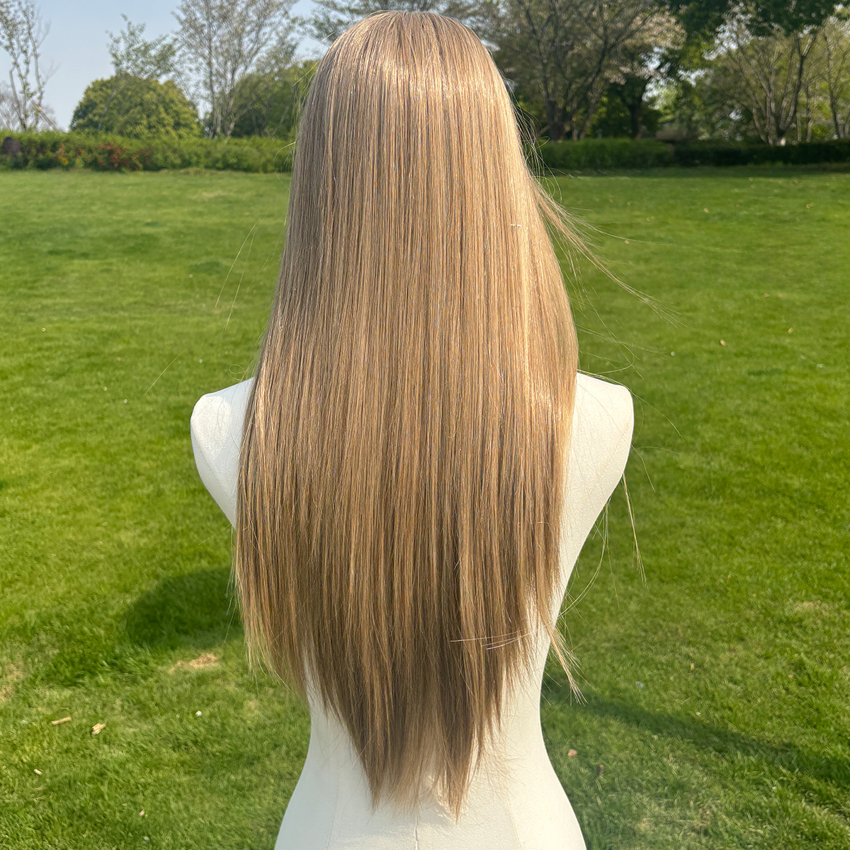 SMILCO/24inch Luxury Blonde Low Density/Pre-Cut/13*6Lace Front Free Part Futura Layer Cutted Long Straight With Bangs/Glueless/Natural Hairline/ Synthetic Lace FrontWig/SM9914