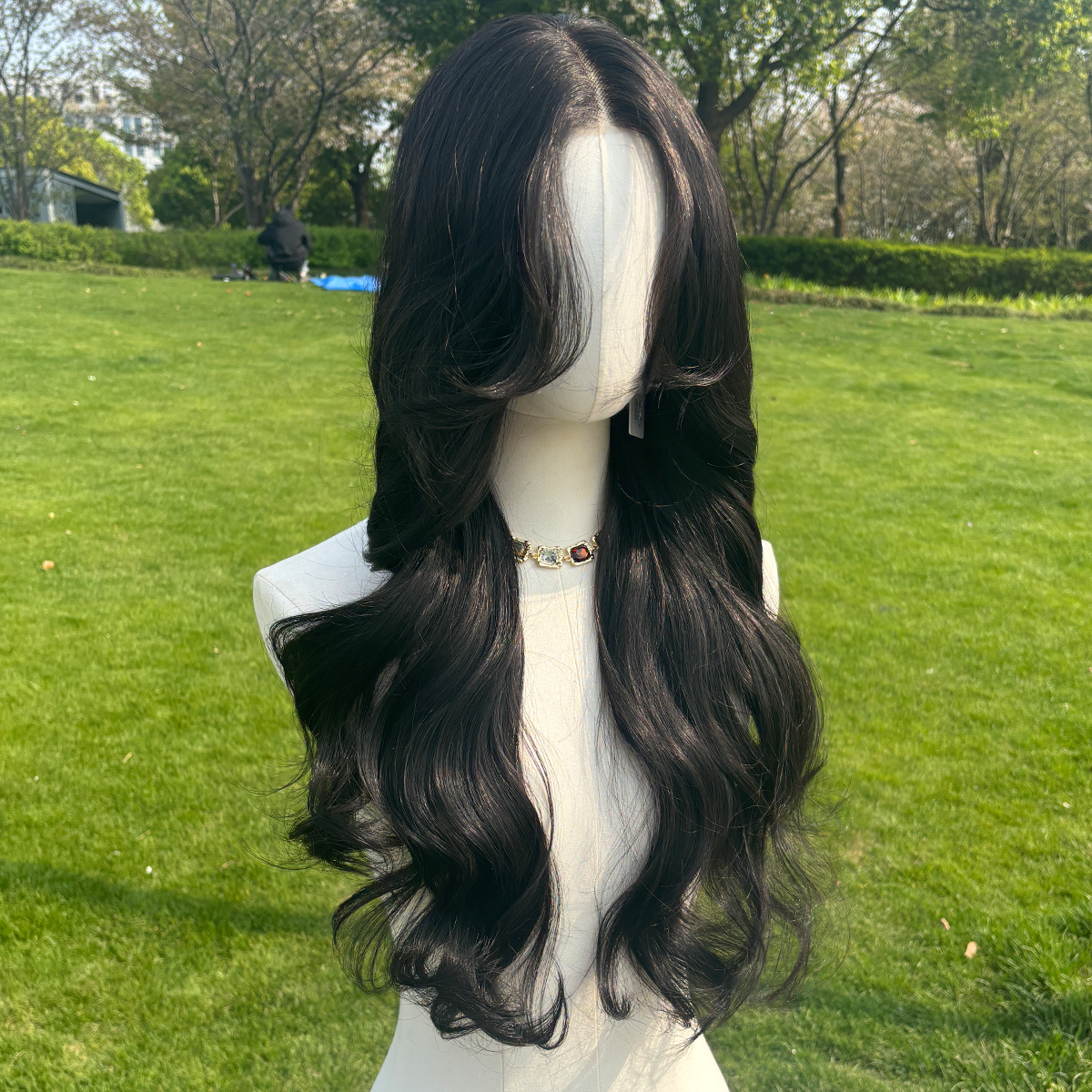 SMILCO/26Inch Black Luxe 13*6 Lace Front Low Density Pre-Cut Long Curly Synthetic Futura Wig/sm9402B
