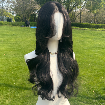 SMILCO/26Inch Black Luxe 13*6 Lace Front Low Density Pre-Cut Long Curly Synthetic Futura Wig/sm9402B