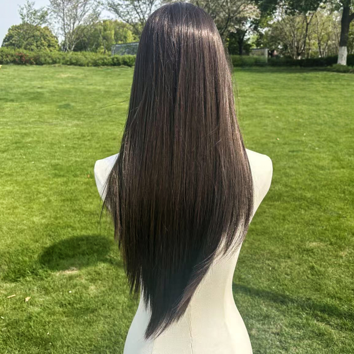 SMILCO/28Inch Luxe Black 13*6 Lace Front Pre Cut Long Straight Synthetic Wig/SM9884M