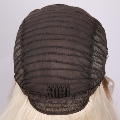 SMILCO/32Inch Ombre Brown Ash Platinum 13*4 Lace Front Long Wave Synthetic Wig/SM9720