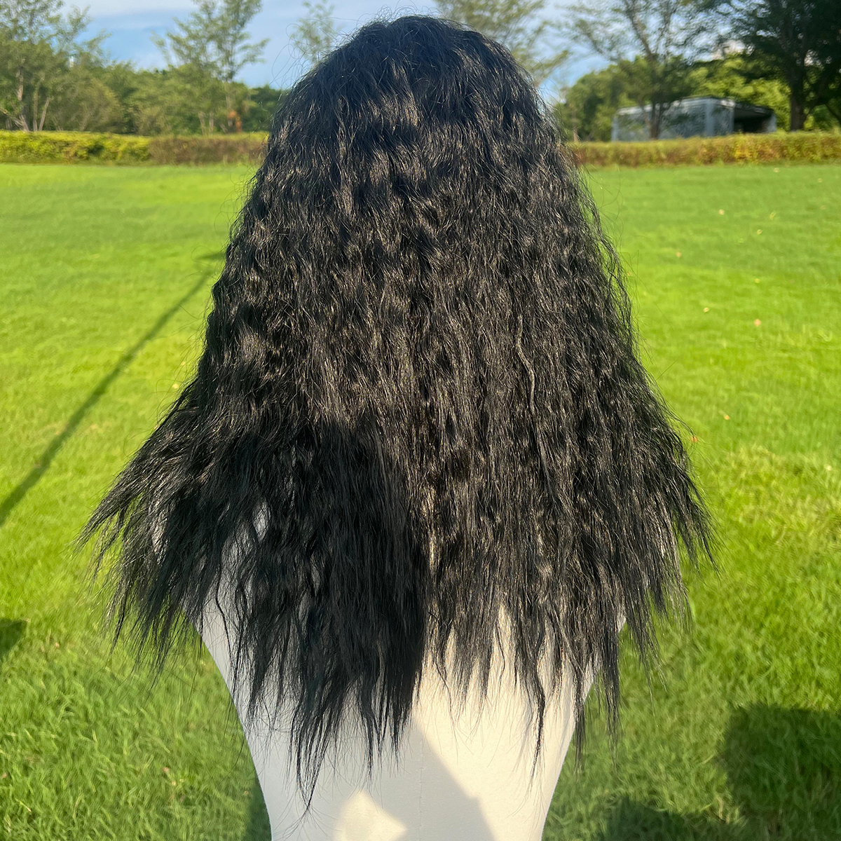 SMILCO/20Inch Dark Brown T-Part Lace Front Medium Wool Curls Synthetic Wig/SM9172