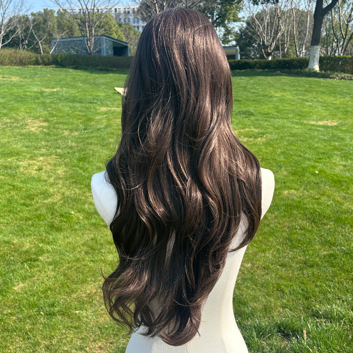 SMILCO/26Inch Brown Low Density/Pre Cut/13*6 Free PartLong Curly Layer Cutted/Glueless/Natural Hairline/ 100%Futura Fiber/Synthetic Lace Front Wig/SM9411B