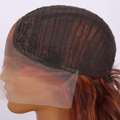 SMILCO/30Inch Highlight Ginger With Orange 13*4 Free Part Lace Front Long Wave Synthetic Wig/SM9030B