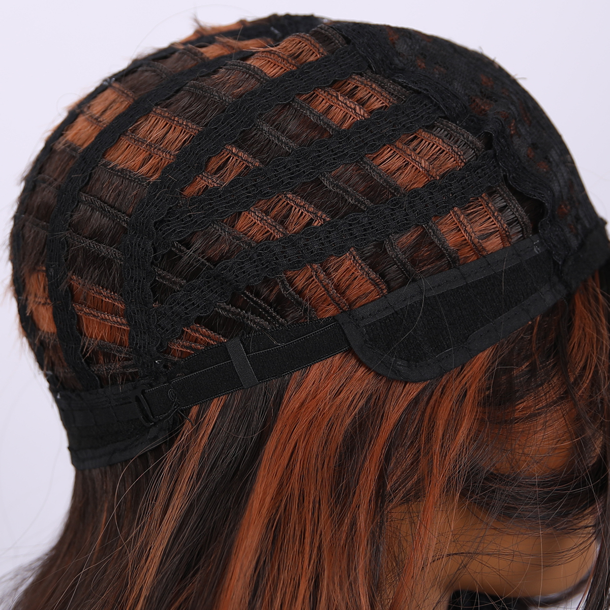 SMILCO/26Inch Highlight Dark Blue With Orange Long Curly Synthetic Wig/SM423