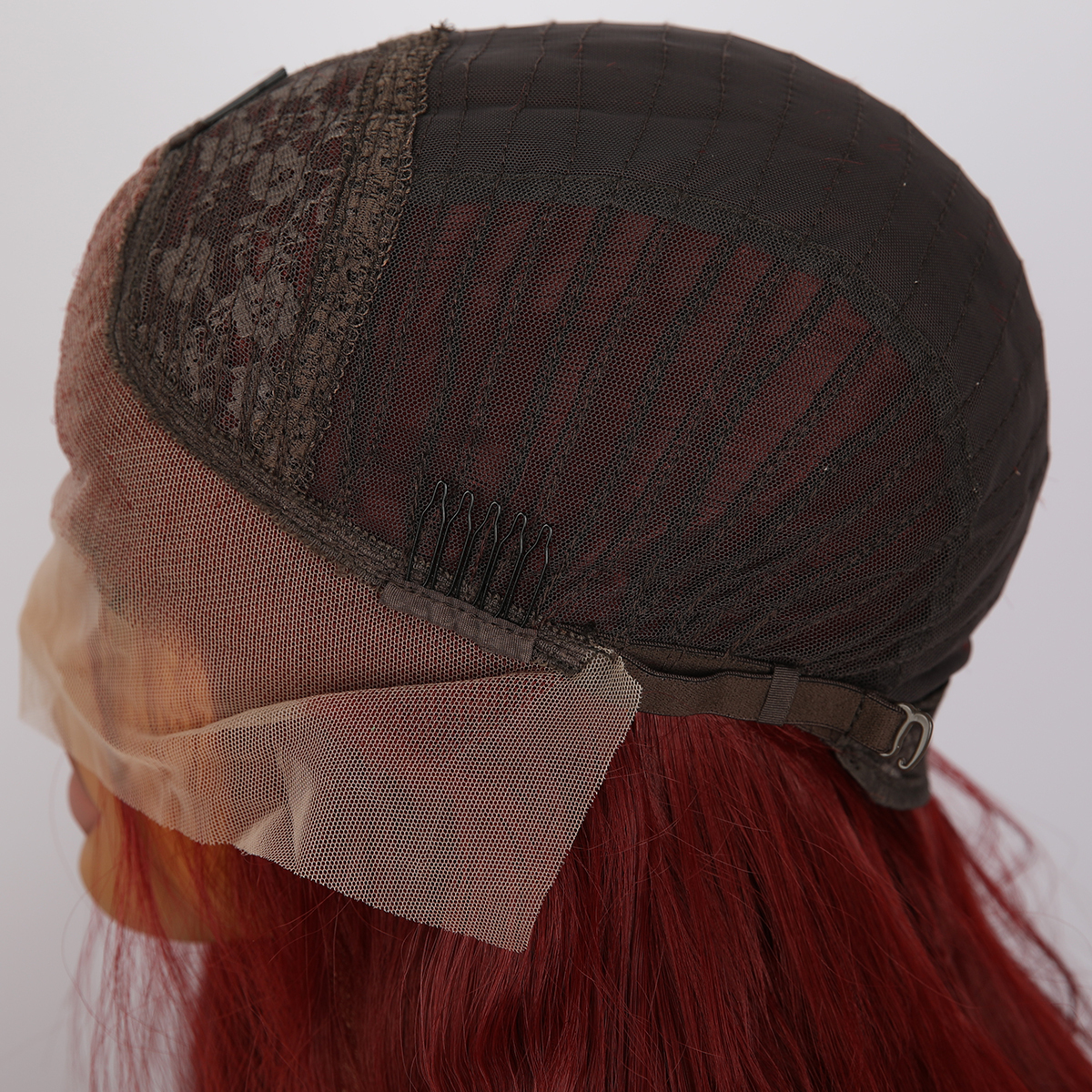 SMILCO/28Inch Claret 13*4 Lace Front Long Curly Synthetic Wig/SM9827