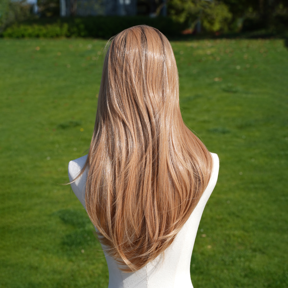 SMILCO/26Inch Highlight&Ombre Blonde With Green Ash Brown T-Part Lace Front Long Straight Synthetic Wig/SM9149