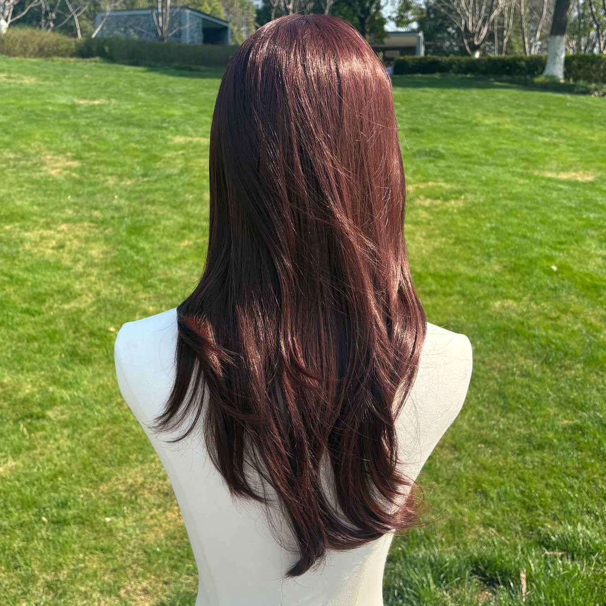 SMILCO/24Inch Luxury Caramel Brown Low Density/Pre-Cut/13*6 Lace Front Free Part Futura Layer Cutted Medium Curly With Bangs/Glueless/Natural Hairline/ Synthetic Lace Front Wig/SM9913