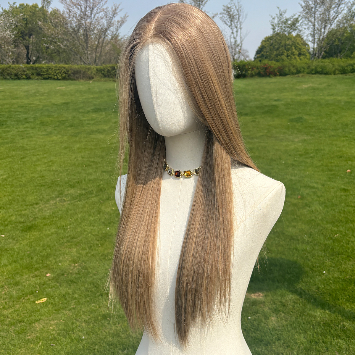 SMILCO/24inch Luxury Blonde Low Density/Pre-Cut/13*6Lace Front Free Part Futura Layer Cutted Long Straight With Bangs/Glueless/Natural Hairline/ Synthetic Lace FrontWig/SM9914