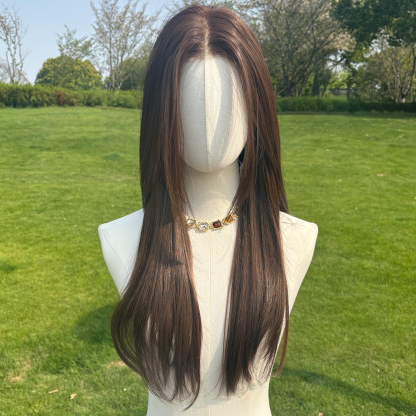 SMILCO/26Inch Brown Luxe 13*6 Lace Front Pre Cut Low Density Long Straight Synthetic Wig/SM9902B-2