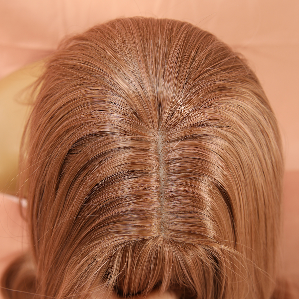 SMILCO/28Inch Light Brown Layered Long Straight With Bangs Synthetic Futura Fiber Wig/SM012