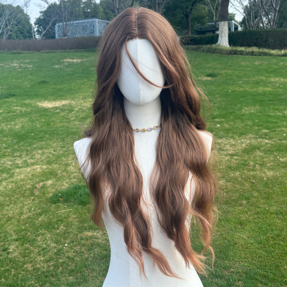 SMILCO/30Inch Hybird Lace Front 1.5*6 Deep Brown Long Water Wave Synthetic Wig/SM007-2
