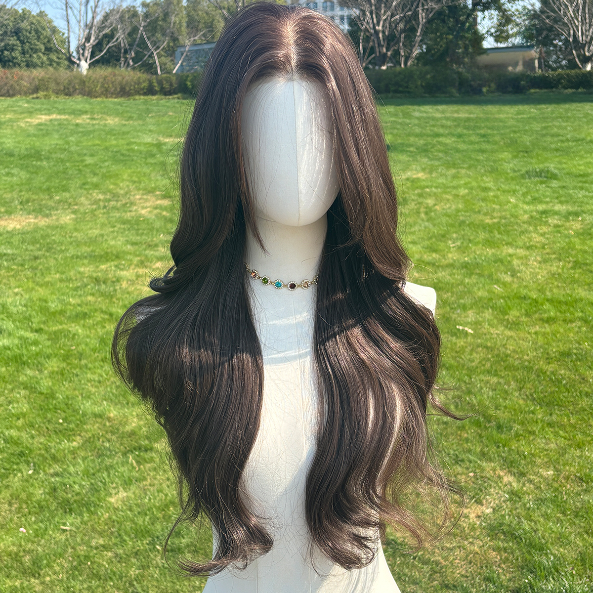SMILCO/26Inch Brown Low Density/Pre Cut/13*6 Free PartLong Curly Layer Cutted/Glueless/Natural Hairline/ 100%Futura Fiber/Synthetic Lace Front Wig/SM9411B