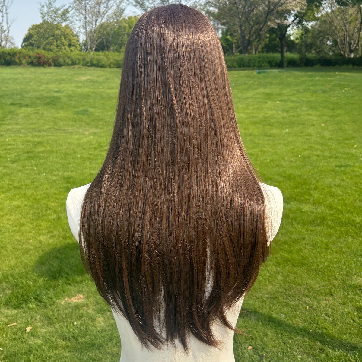 SMILCO/26Inch Brown Luxe 13*6 Lace Front Pre Cut Low Density Long Straight Synthetic Wig/SM9902B-2