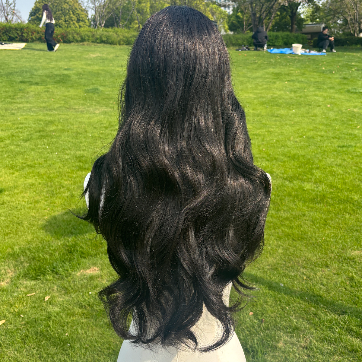 SMILCO/26Inch Black Luxe 13*6 Lace Front Low Density Pre-Cut Long Curly Synthetic Futura Wig/sm9402B