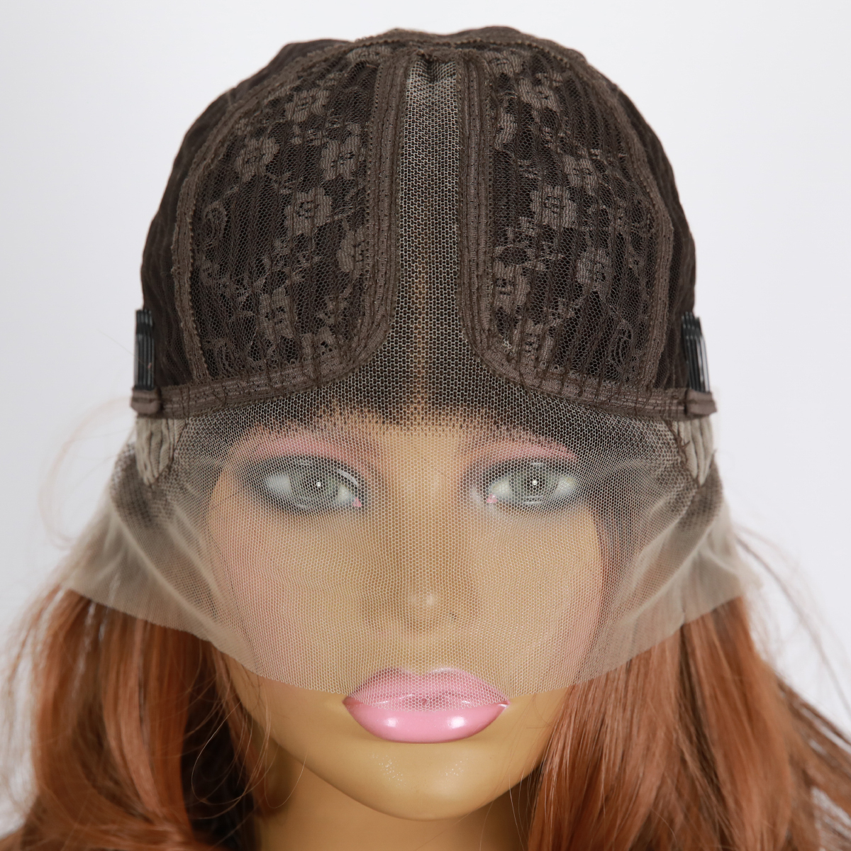 SMILCO/26Inch Ombre Deep-Light Brown T-Part Lace Front Synthetic Wig/SM9061