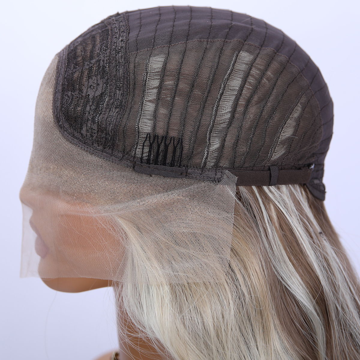 SMILCO/28Inch Highlight Brown With Platinum 13*4 Lace Front Long Water Wave Synthetic Wig/SM9861