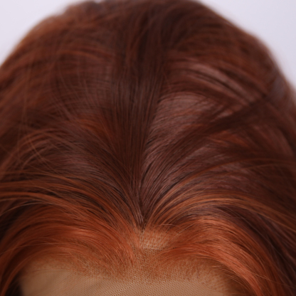 SMILCO/30Inch Highlight Ginger With Orange 13*4 Free Part Lace Front Long Wave Synthetic Wig/SM9030B